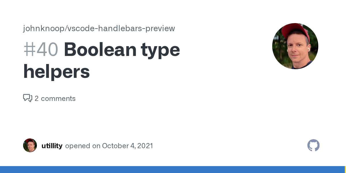 Boolean type helpers · Issue 40 · johnknoop/vscodehandlebarspreview