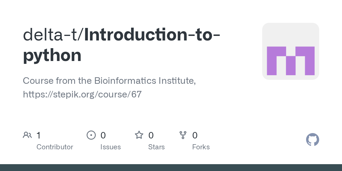 GitHub deltat/Introductiontopython Course from the Bioinformatics