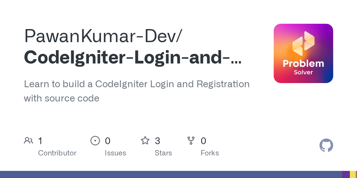 GitHub PawanKumarDev/CodeIgniterLoginandRegistration Learn to