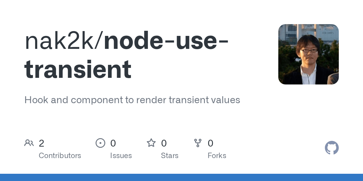 GitHub nak2k/nodeusetransient Hook and component to render