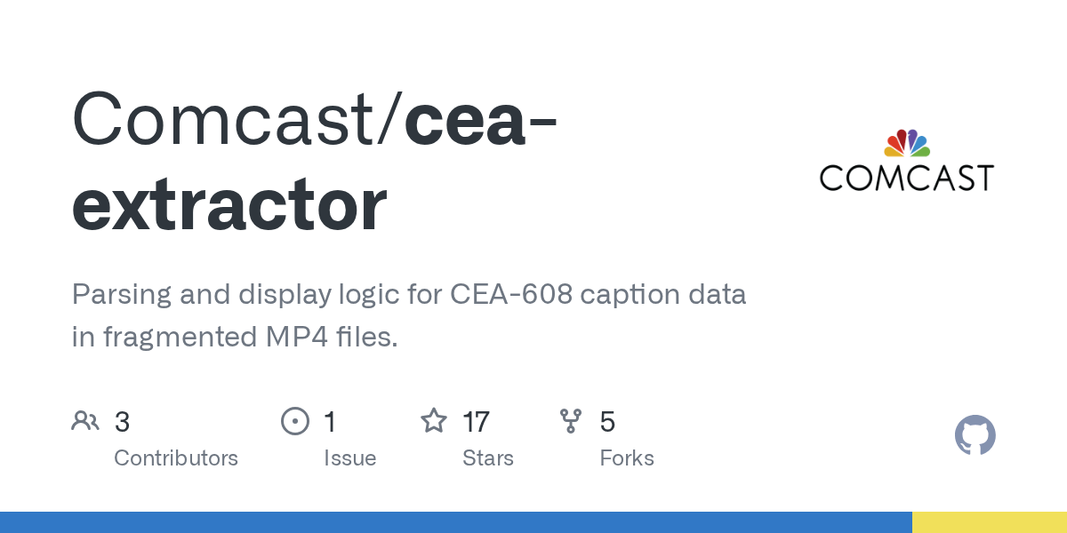 GitHub Comcast/ceaextractor Parsing and display logic for CEA608