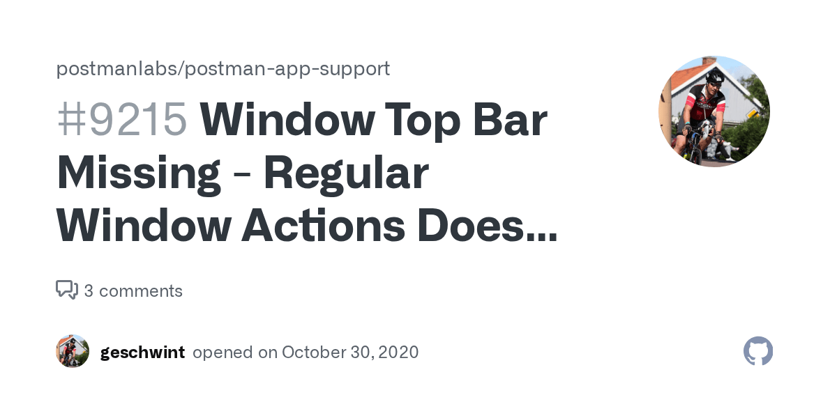 Window Top Bar Missing Regular Window Actions Does Not Work · Issue