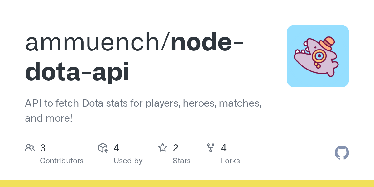 GitHub ammuench/nodedotaapi API to fetch Dota stats for players
