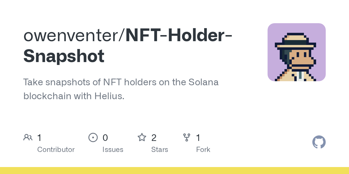 GitHub owenventer/NFTHolderSnapshot Take snapshots of NFT holders