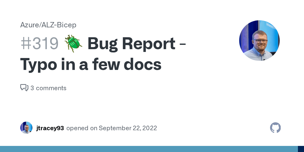 🪲 Bug Report Typo in a few docs · Issue 319 · Azure/ALZBicep · GitHub