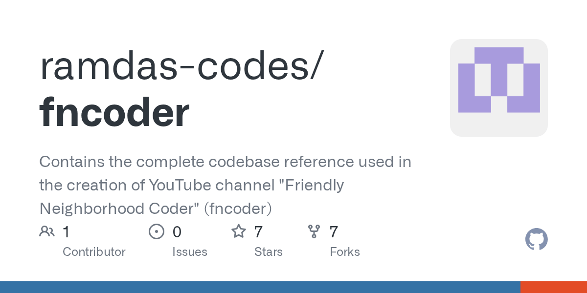 GitHub ramdascodes/fncoder Contains the complete codebase reference