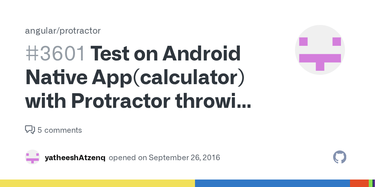 Test on Android Native App(calculator) with Protractor throwing