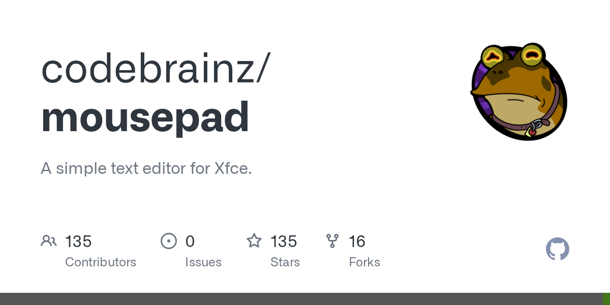 GitHub codebrainz/mousepad A simple text editor for Xfce.