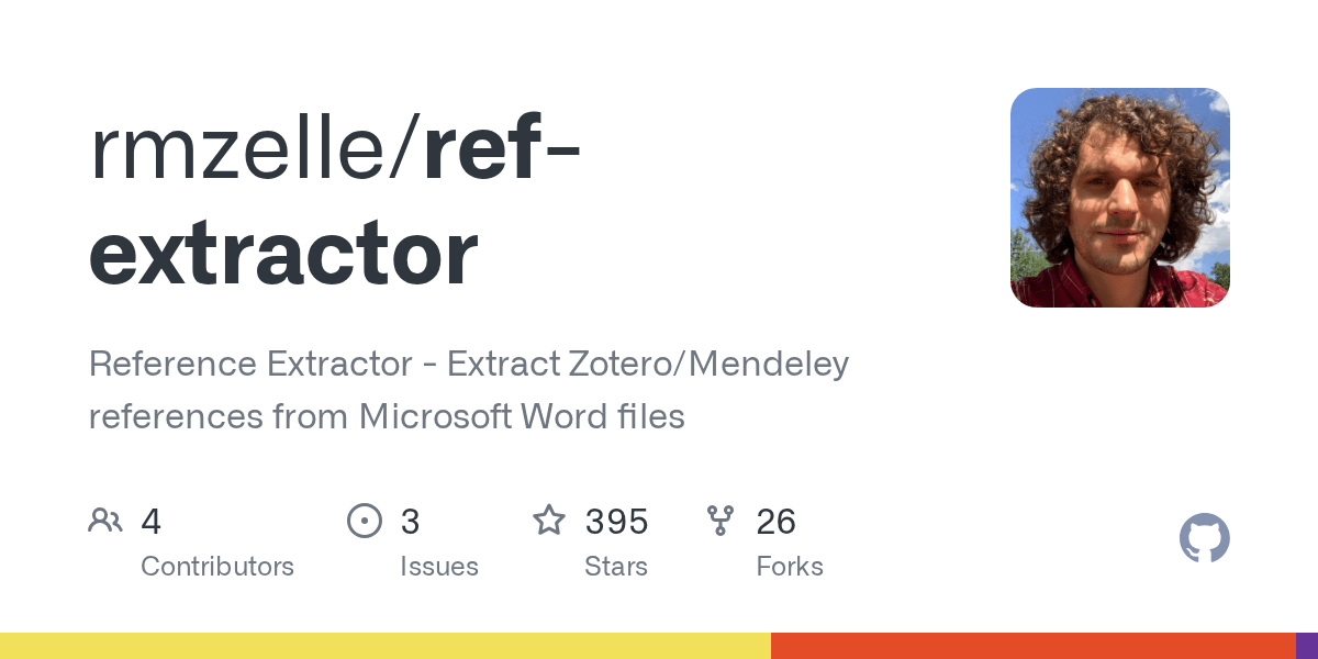 GitHub rmzelle/refextractor Reference Extractor Extract Zotero