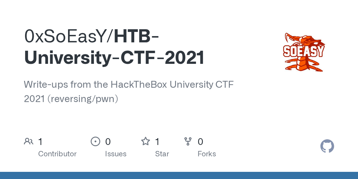 GitHub 0xSoEasY/HTBUniversityCTF2021 Writeups from the