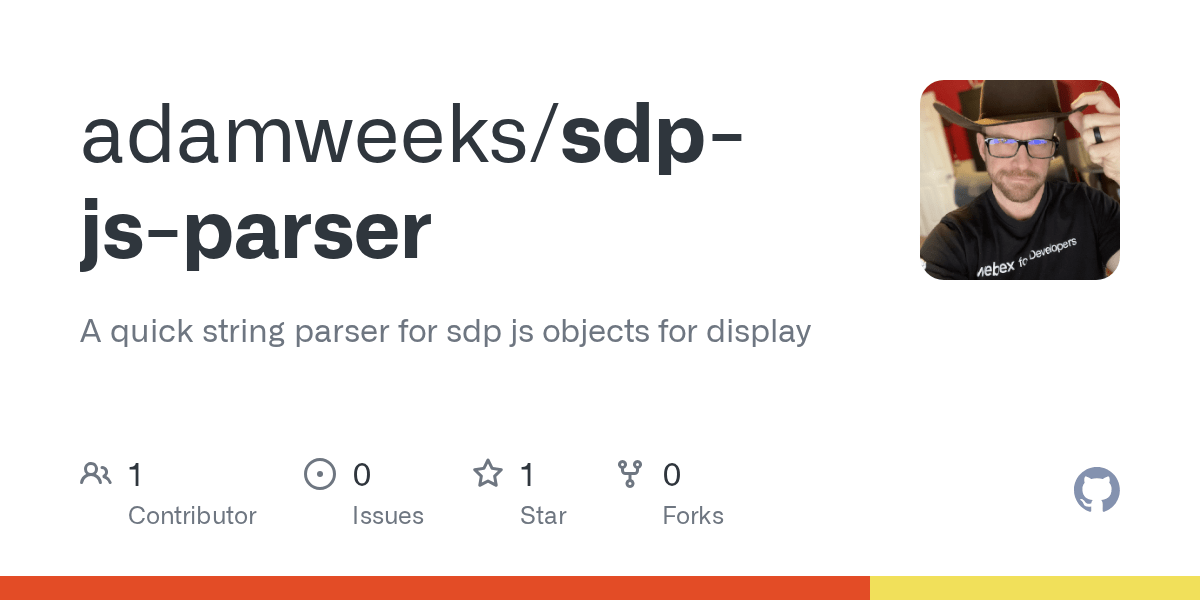 GitHub adamweeks/sdpjsparser A quick string parser for sdp js