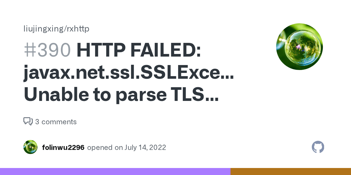 HTTP FAILED Unable to parse TLS packet