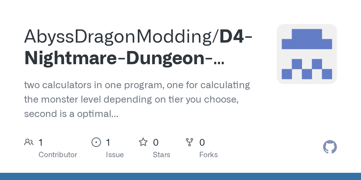 GitHub AbyssDragonModding/D4NightmareDungeonCalculator two