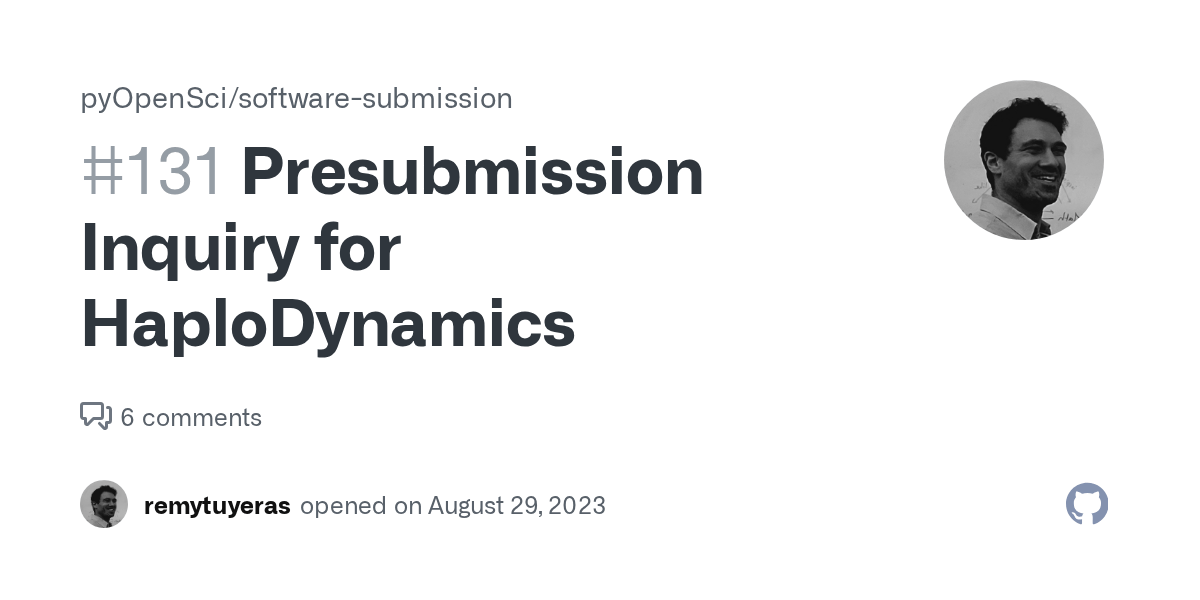 Presubmission Inquiry for HaploDynamics · Issue 131 · pyOpenSci