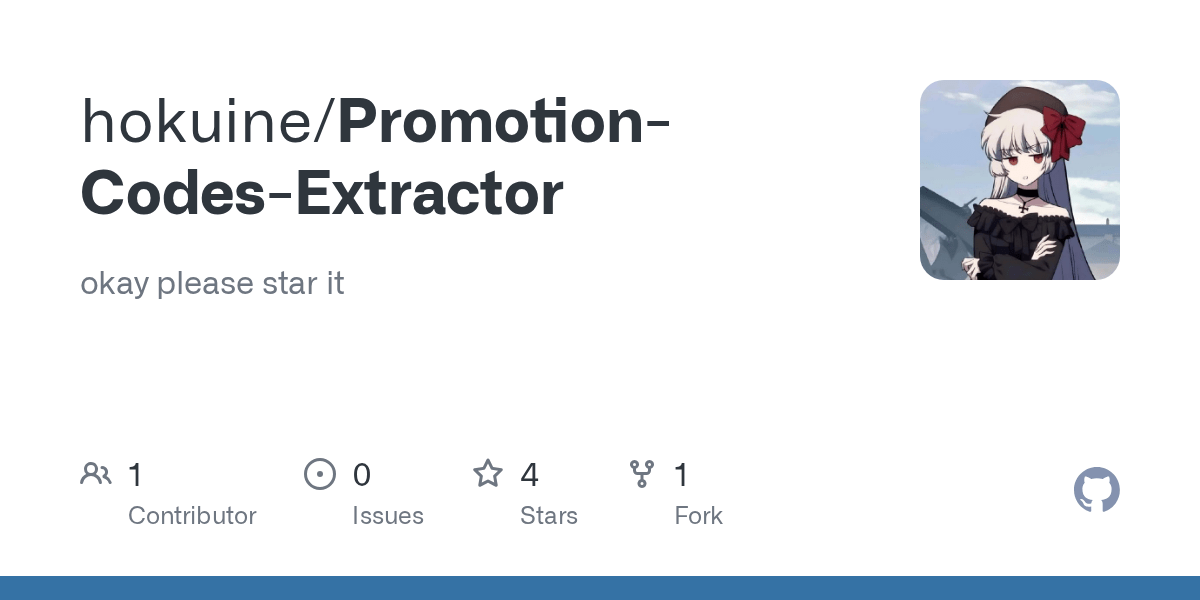 GitHub hokuine/PromotionCodesExtractor okay please star it