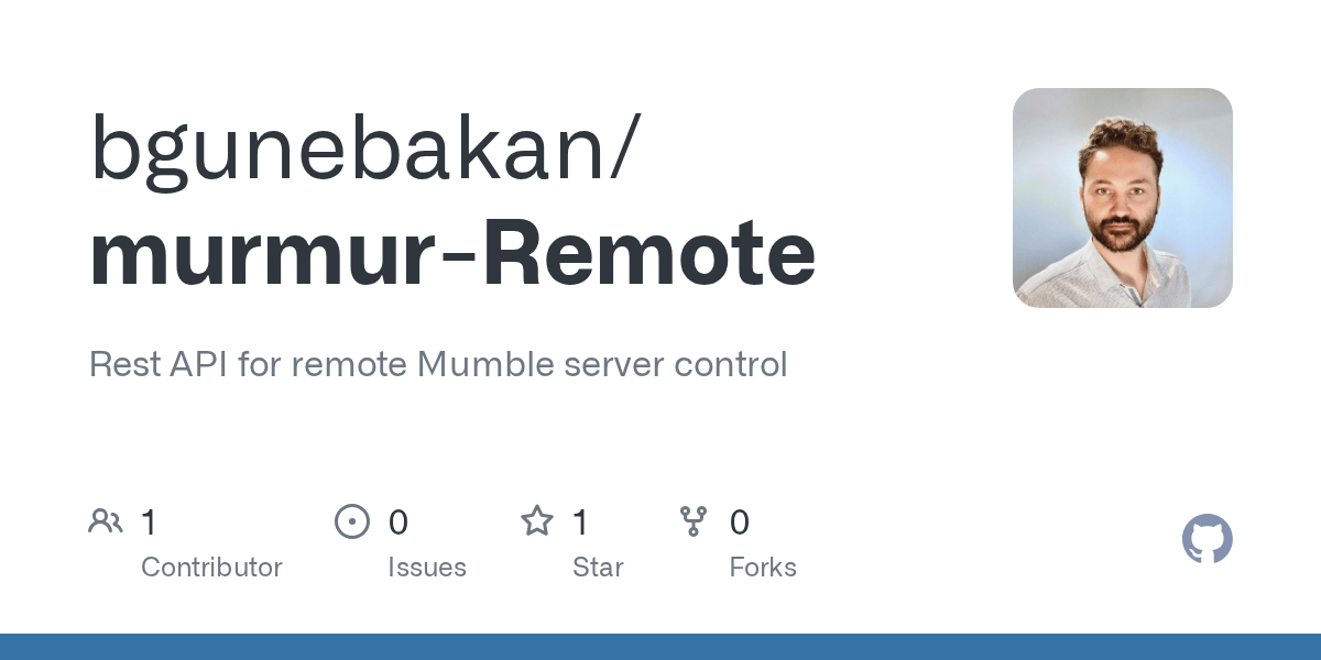 GitHub bgunebakan/murmurRemote Rest API for remote Mumble server
