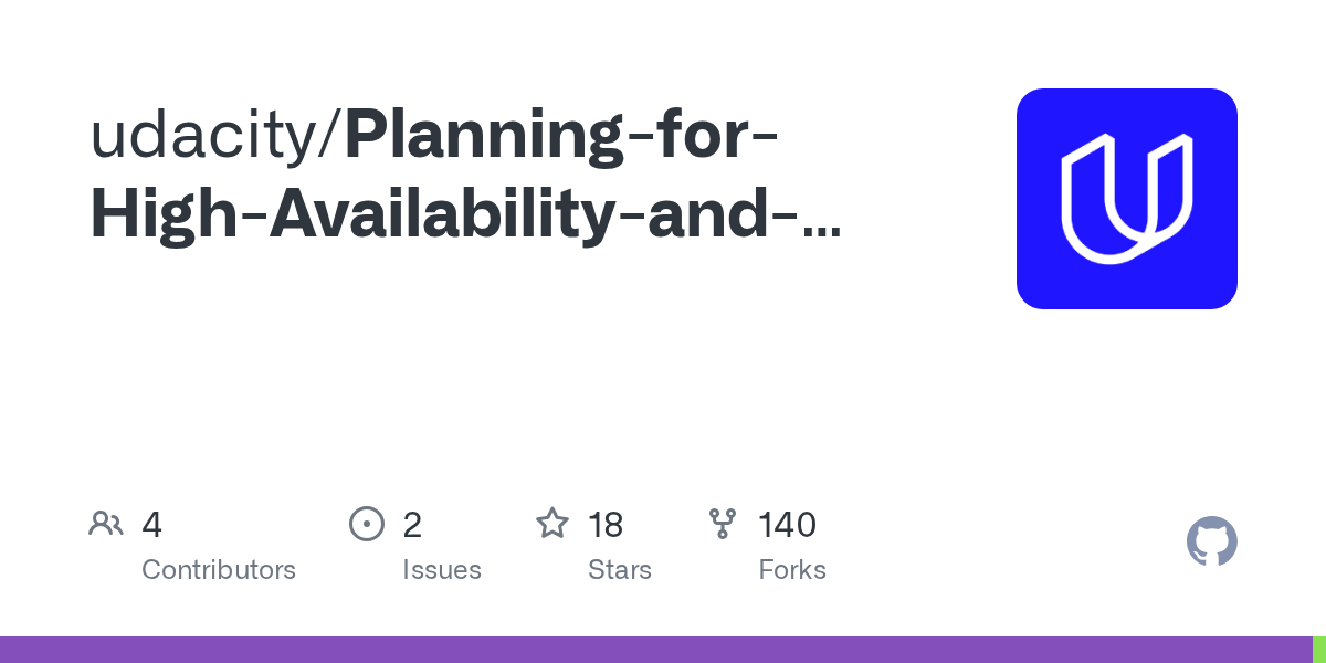 Compare · udacity/PlanningforHighAvailabilityandIncidentResponse