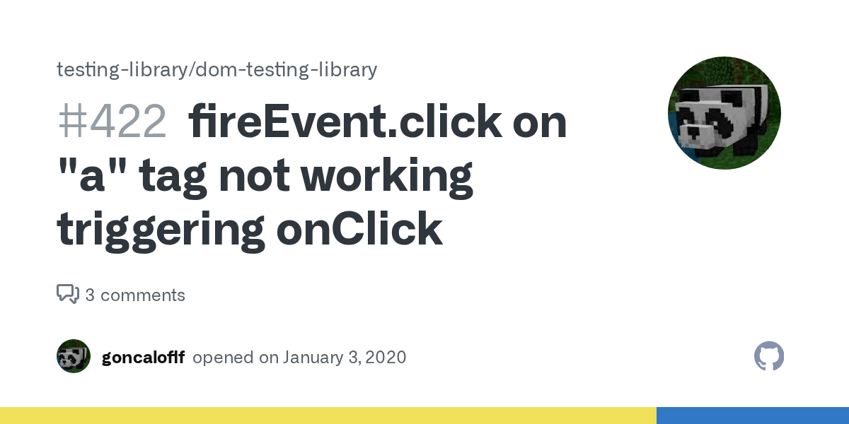 fireEvent.click on "a" tag not working triggering onClick · Issue 422