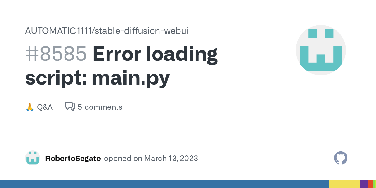 Error loading script main.py · AUTOMATIC1111 stablediffusionwebui