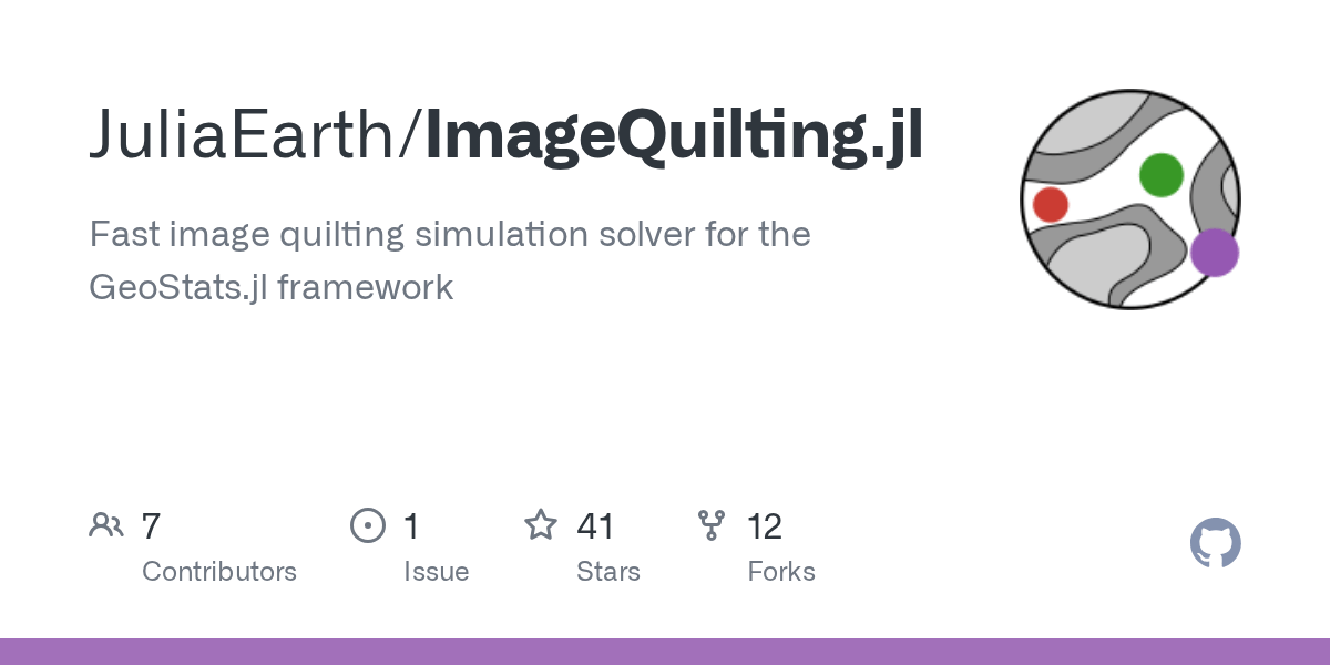 GitHub JuliaEarth/ImageQuilting.jl Fast image quilting simulation