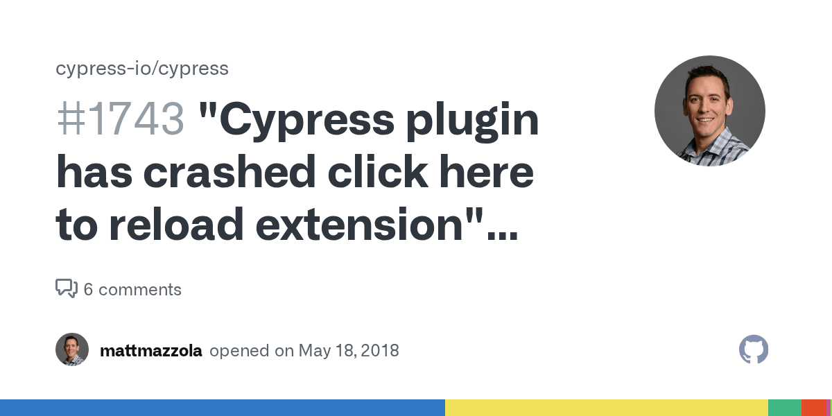 "Cypress plugin has crashed click here to reload extension" when