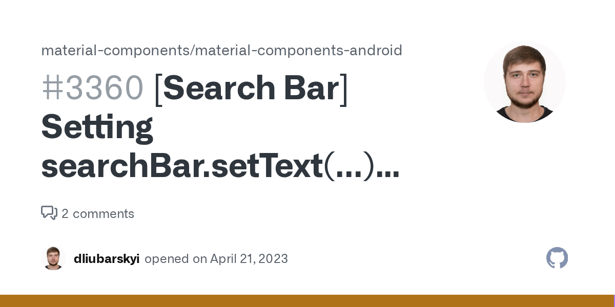 [Search Bar] Setting searchBar.setText(...) does not work without