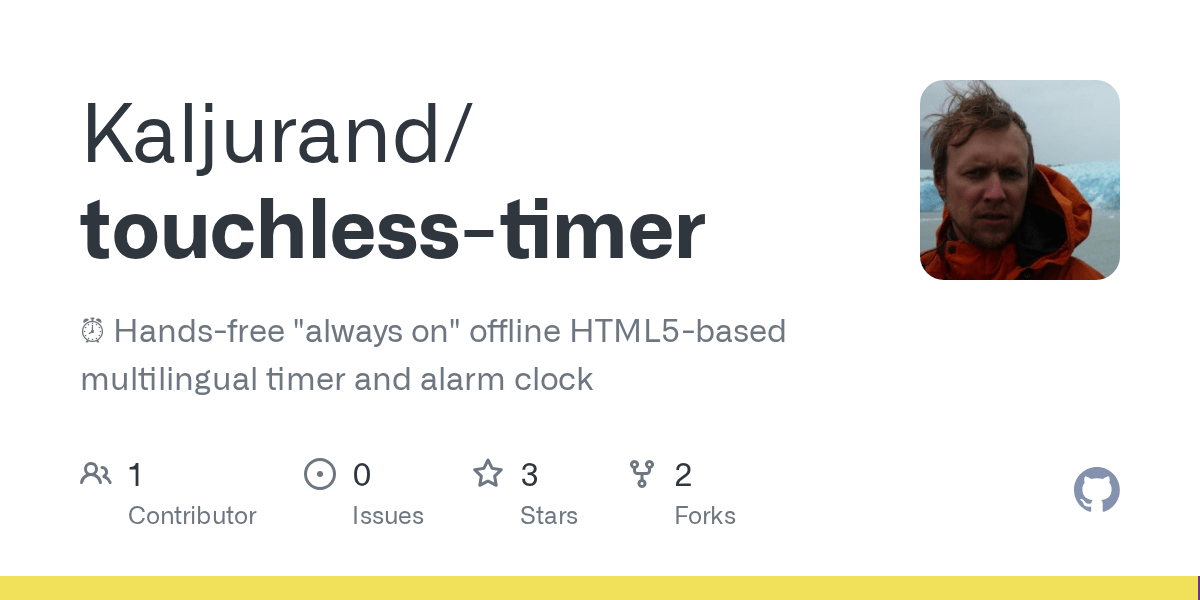 GitHub Kaljurand/touchlesstimer alarm_clock Handsfree "always on