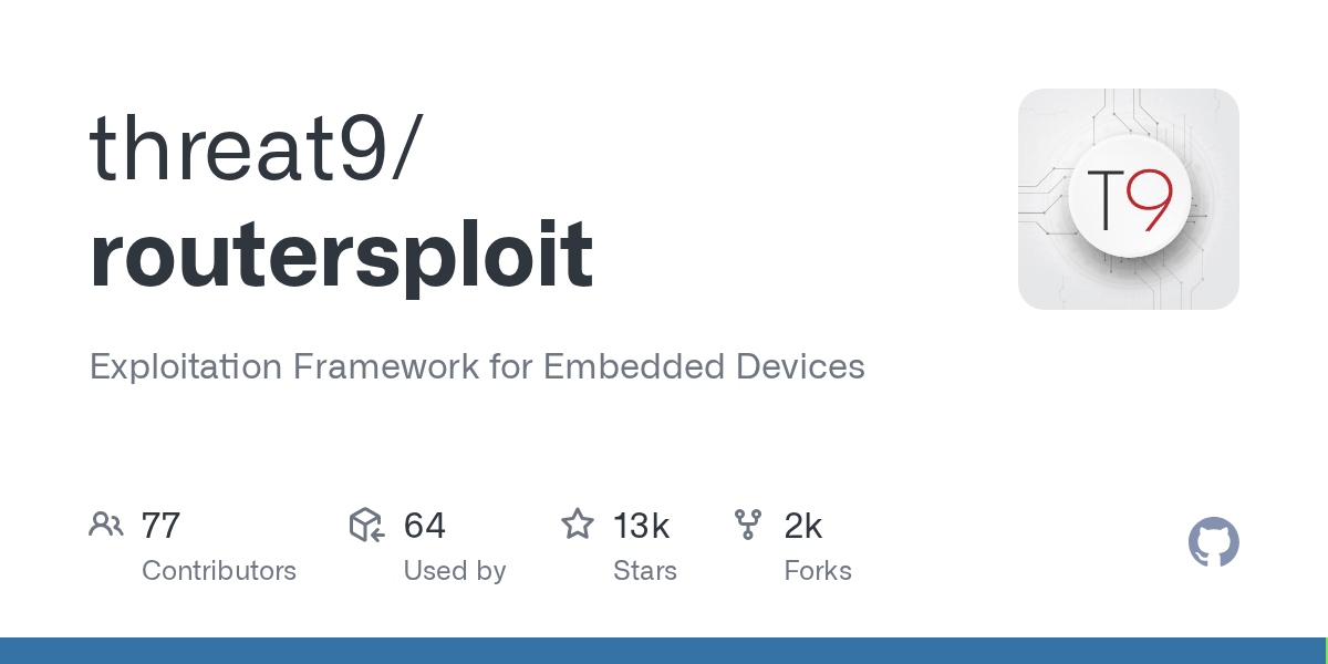 GitHub threat9/routersploit Exploitation Framework for Embedded Devices