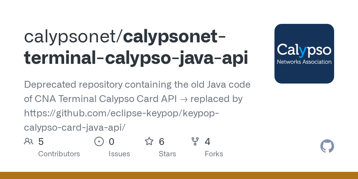 GitHub - calypsonet/calypsonet-terminal-calypso-java-api: Repository