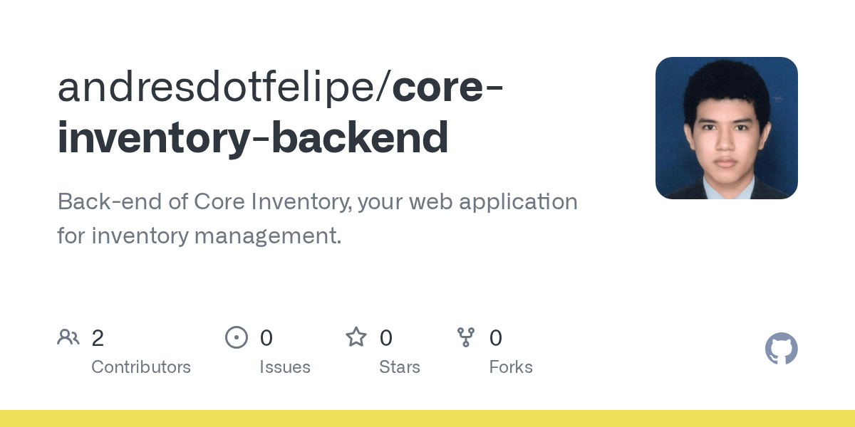 GitHub andresdotfelipe/coreinventorybackend Backend of Core