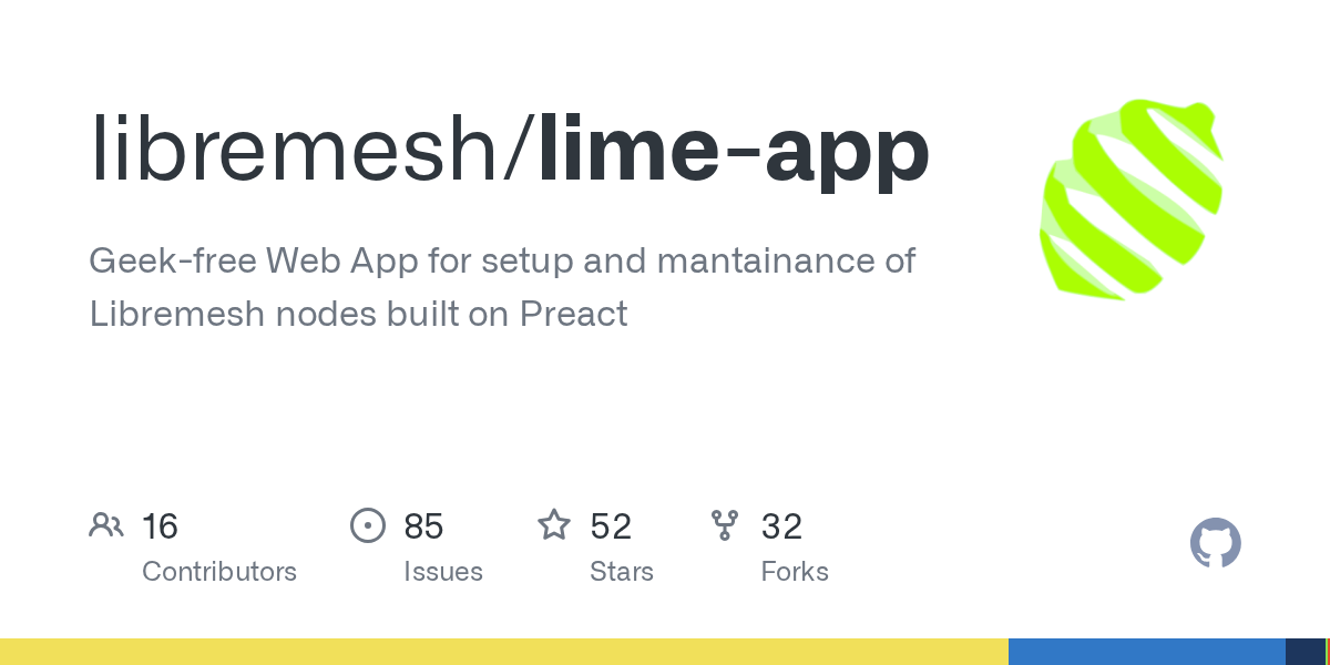 GitHub libremesh/limeapp Simple, lightweight and scalable PWA for diagnosis of Libremesh nodes
