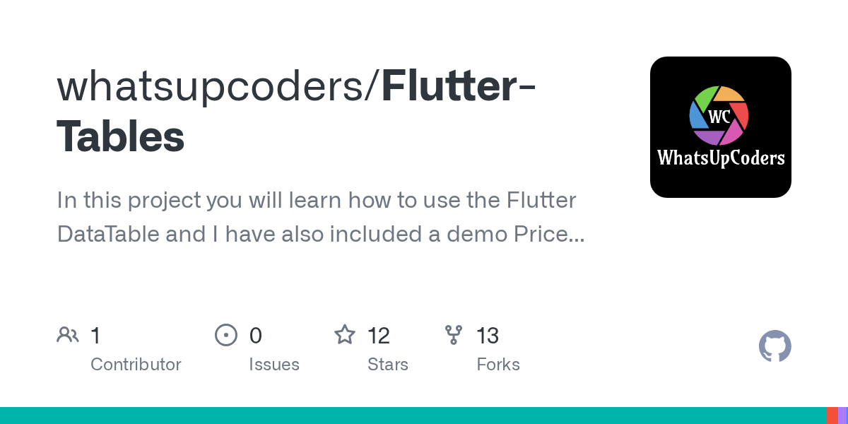 GitHub whatsupcoders/FlutterTables In this project you will learn