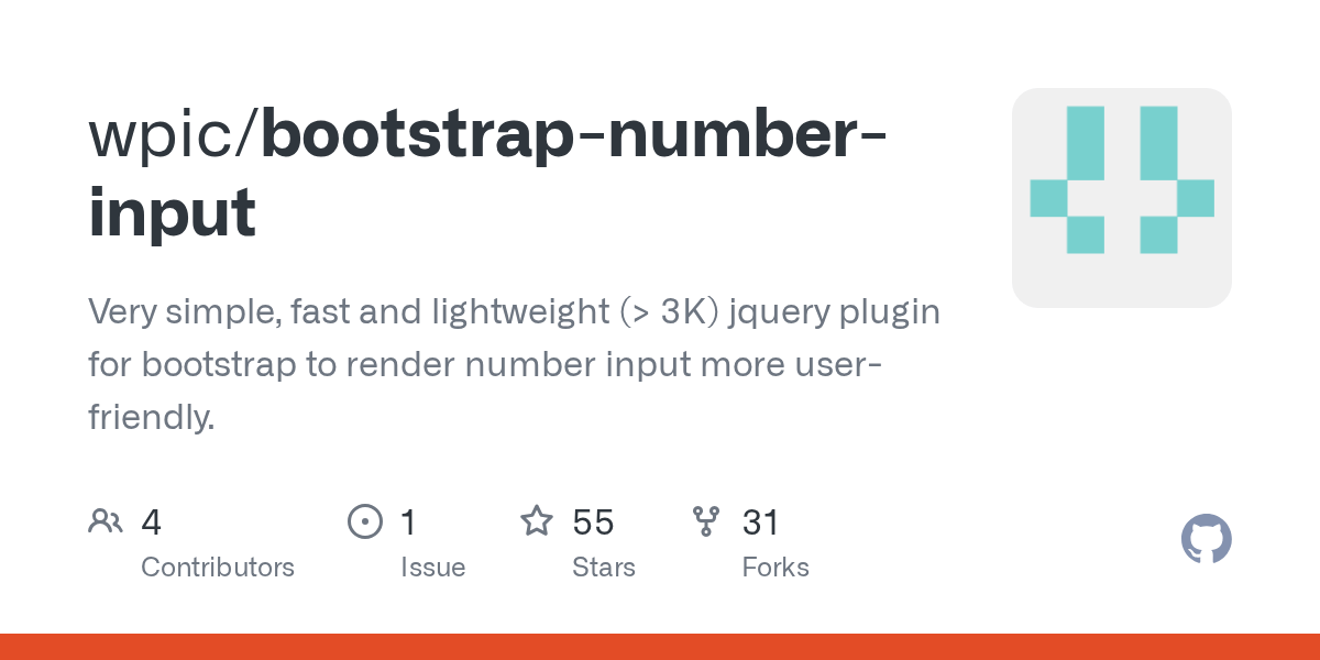 GitHub wpic/bootstrapnumberinput Very simple, fast and lightweight