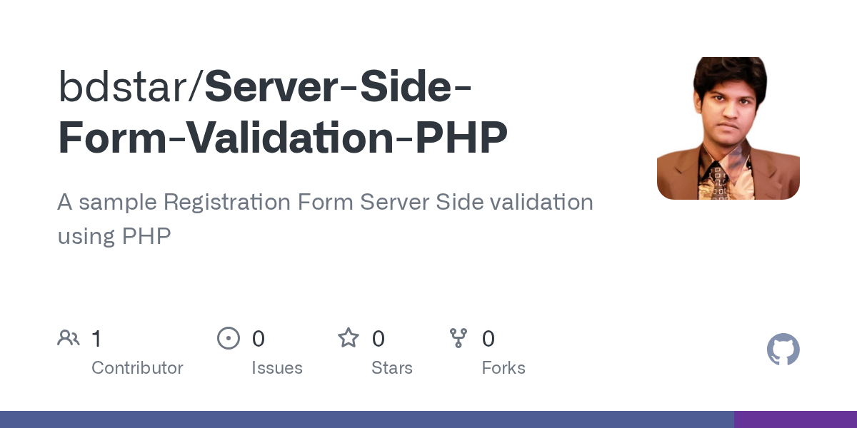 GitHub bdstar/ServerSideFormValidationPHP A sample Registration