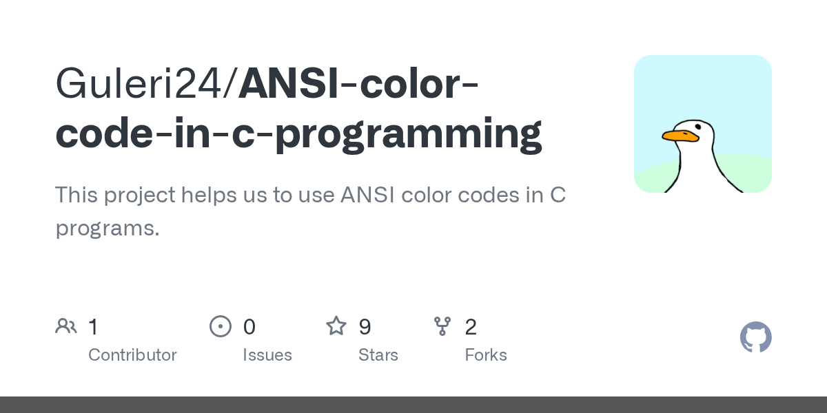 GitHub Guleri24/ANSIcolorcodeincprogramming This project helps