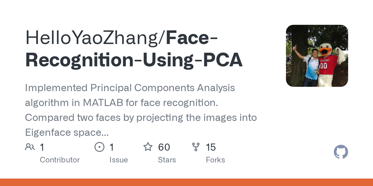 GitHub HelloYaoZhang/FaceRecognitionUsingPCA Implemented