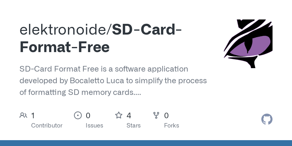 GitHub elektronoide/SDCardFormatFree SDCard Format Free is a