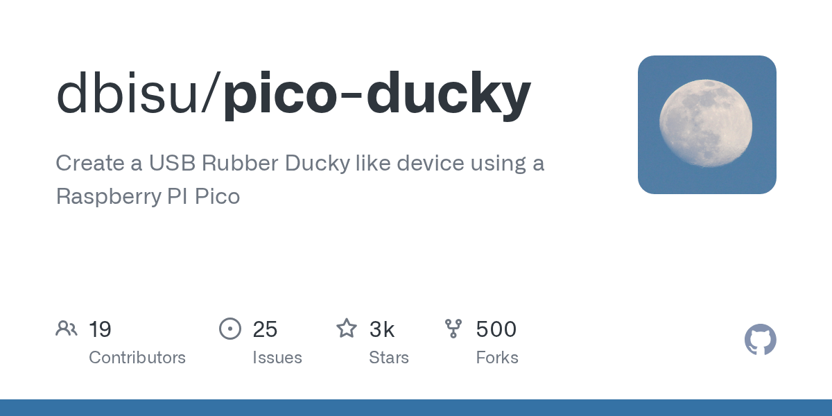 GitHub dbisu/picoducky Create a USB Rubber Ducky like device using a Raspberry PI Pico