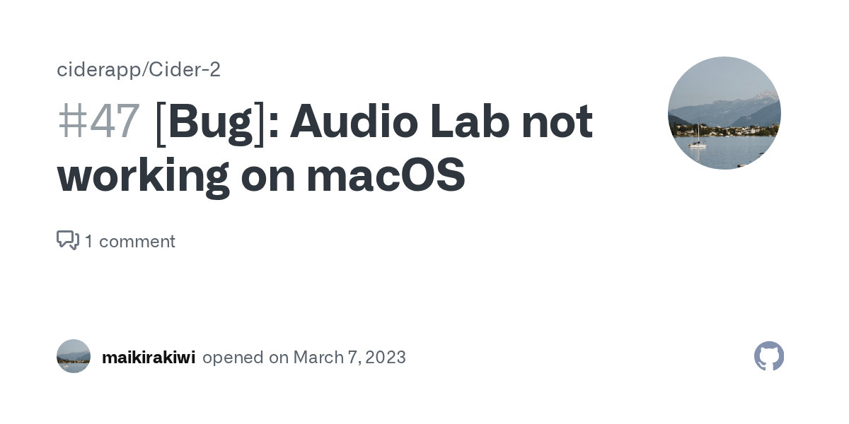 [Bug] Audio Lab not working on macOS · Issue 47 · ciderapp/FujisanBugTracker · GitHub