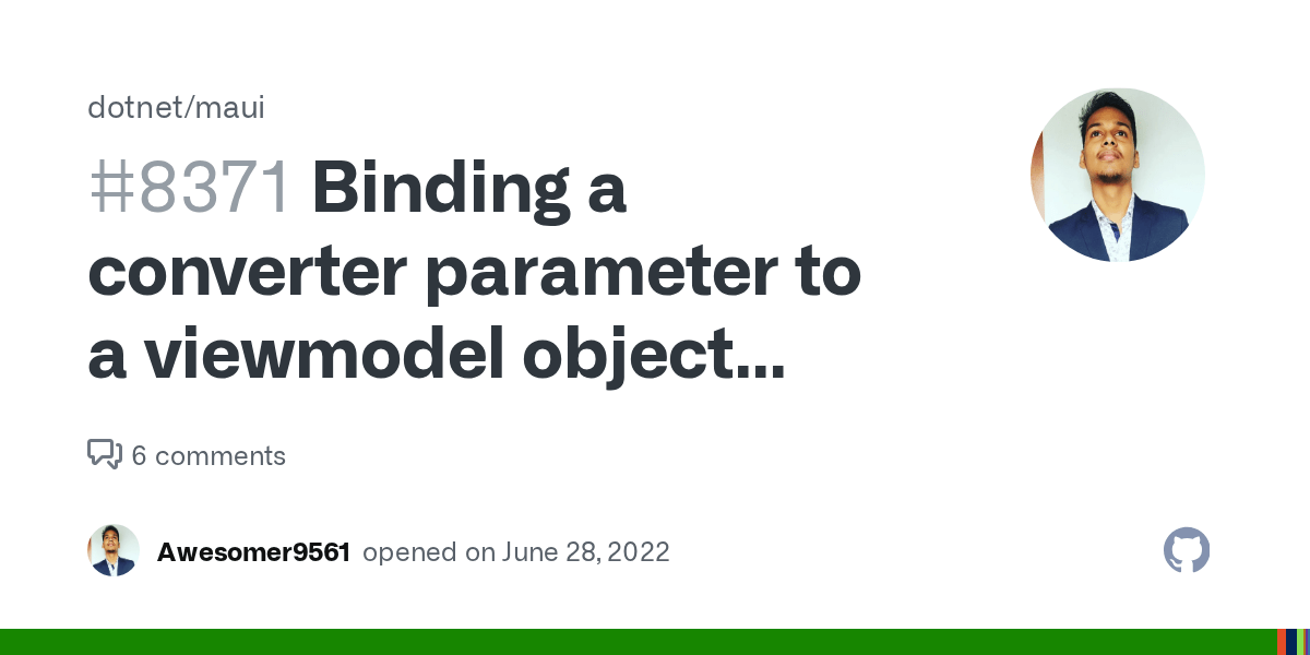 Binding a converter parameter to a viewmodel object returns bindable