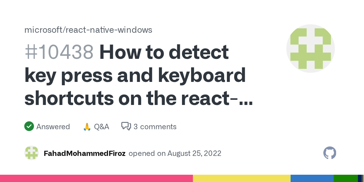 How to detect key press and keyboard shortcuts on the reactnative