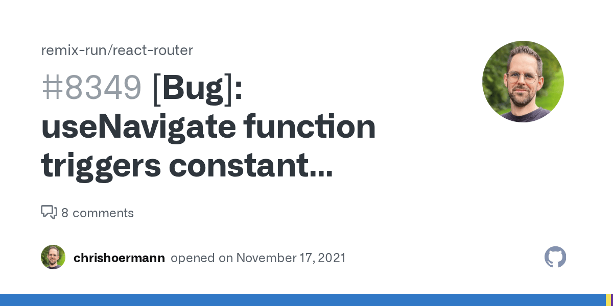 [Bug] useNavigate function triggers constant rerender when used in