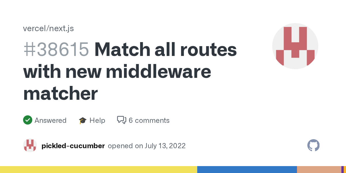 Match all routes with new middleware matcher · vercel next.js