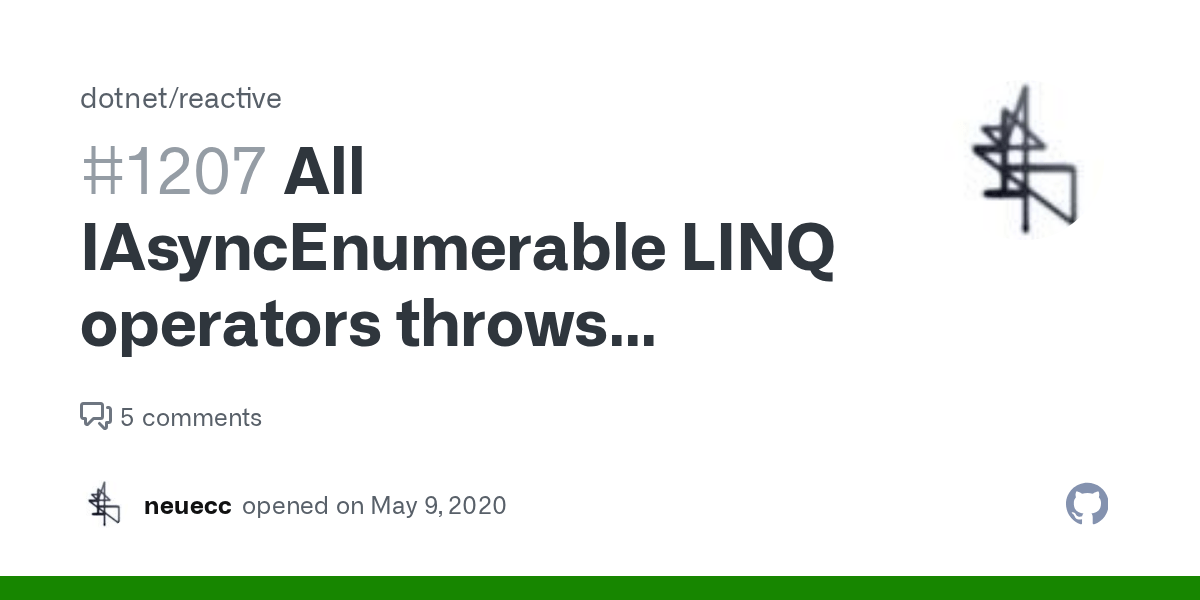 All IAsyncEnumerable LINQ operators throws OperationCanceledException
