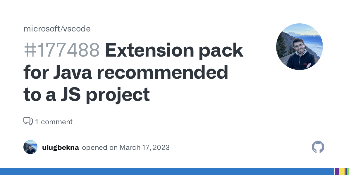 Extension pack for Java to a JS project · Issue 177488