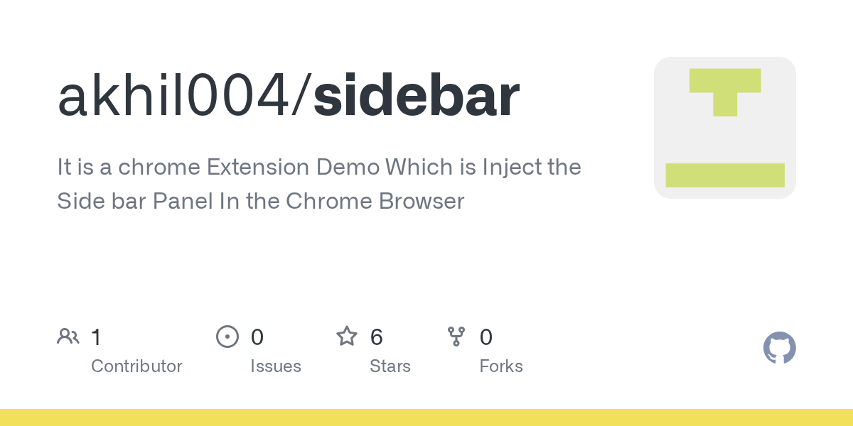 GitHub akhil004/sidebar It is a chrome Extension Demo Which is