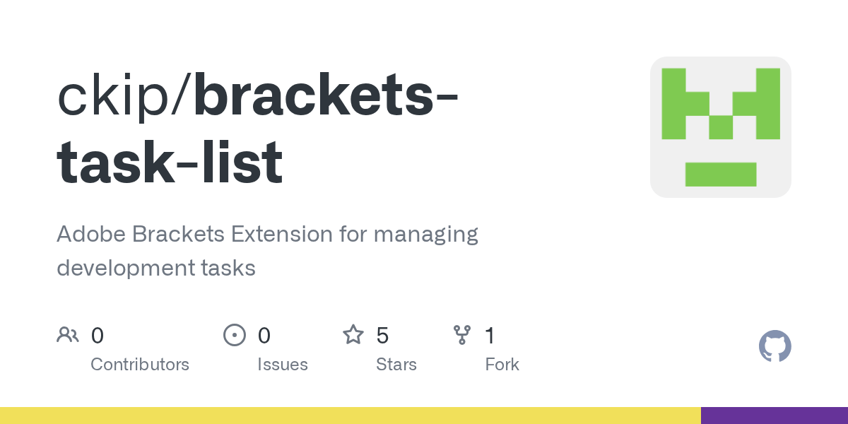 GitHub ckip/bracketstasklist Adobe Brackets Extension for managing
