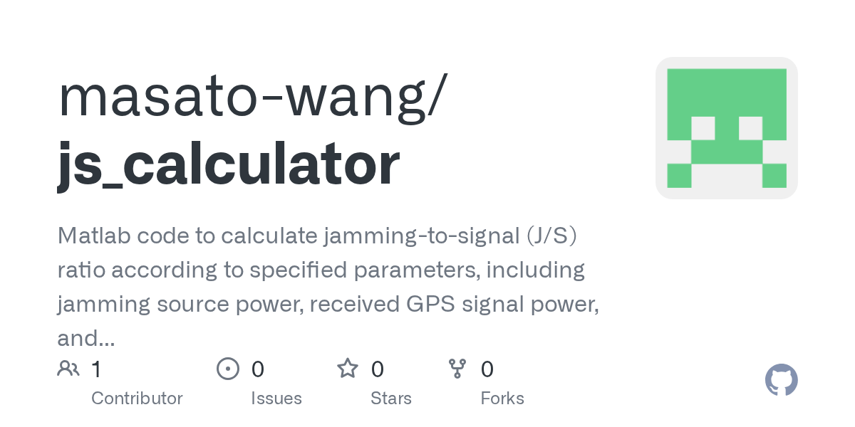 GitHub masatowang/js_calculator Matlab code to calculate jammingto