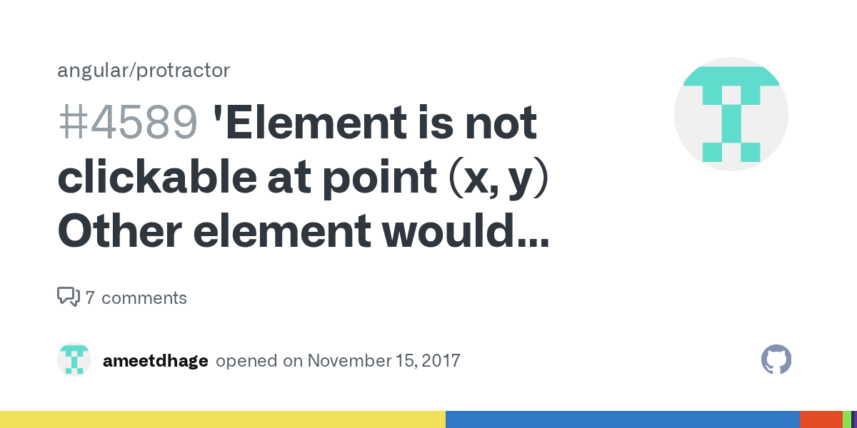 'Element is not clickable at point (x, y) Other element would receive