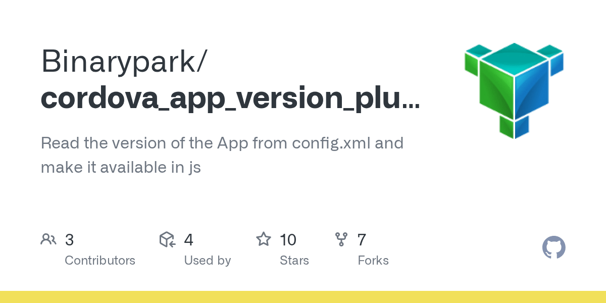 GitHub Binarypark/cordova_app_version_plugin Read the version of the App from config.xml and